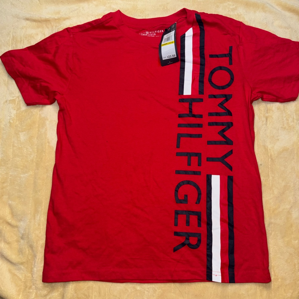 Tommy Hilfiger Red and Navy T-Shirt